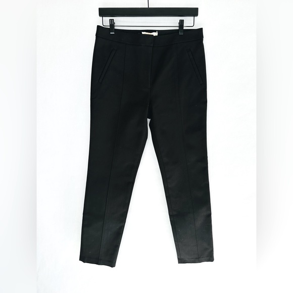 Tory Burch Vanner Cropped Ankle Straight Leg Black Pant Size 8 - Picture 3 of 13